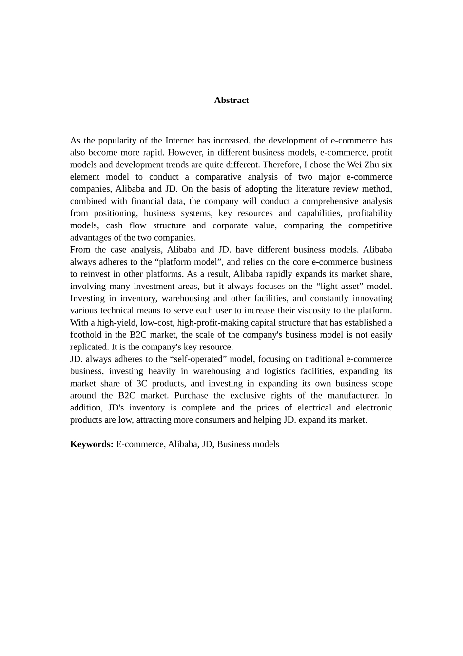 阿里巴巴与京东的商业模式及竞争优势对比分析研究——以财务报告为基础   会计学专业_第3页
