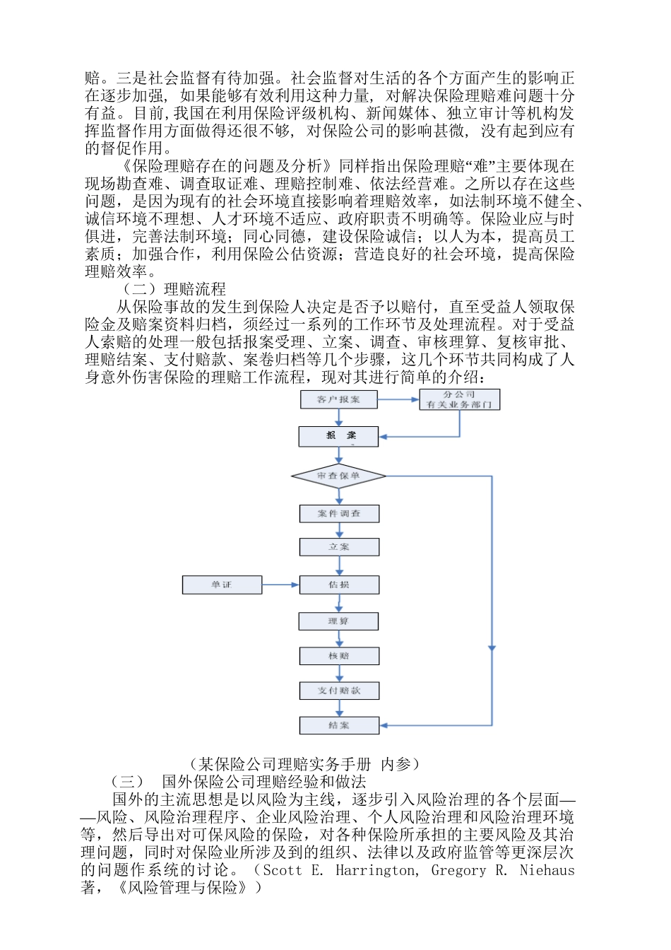 保险公司人身意外伤害保险理赔中存在问题的探讨分析研究 工商管理专业文献综述_第3页