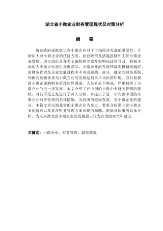 湖北省小微企业财务管理现状及对策建议分析研究  会计学专业