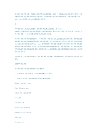 抛光并上蜡的汽车金属漆材质设计和实现  高分子材料学专业