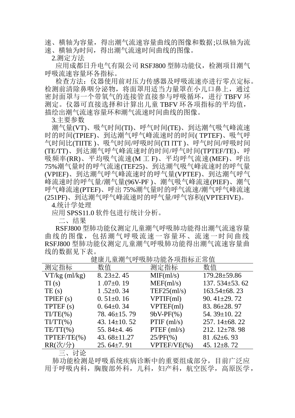 儿童潮气呼吸肺功能指标及检查意义探究分析研究  临床医学专业_第2页