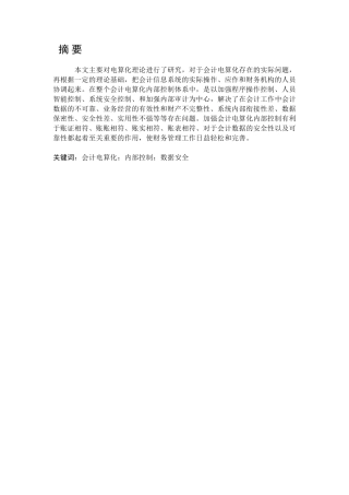 浅析会计电算化中的问题及对策分析研究  财务管理专业