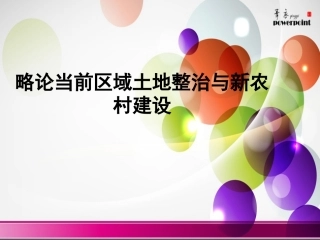 略论当前区域土地整治与新农村建设分析研究  答辩课件