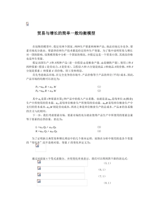 贸易与增长的简单一般均衡模型设计和实现  财务管理专业