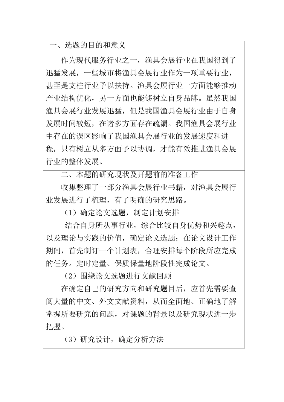 浅析渔具业会展行业发展误区和未来发展趋势分析研究  开题报告_第1页