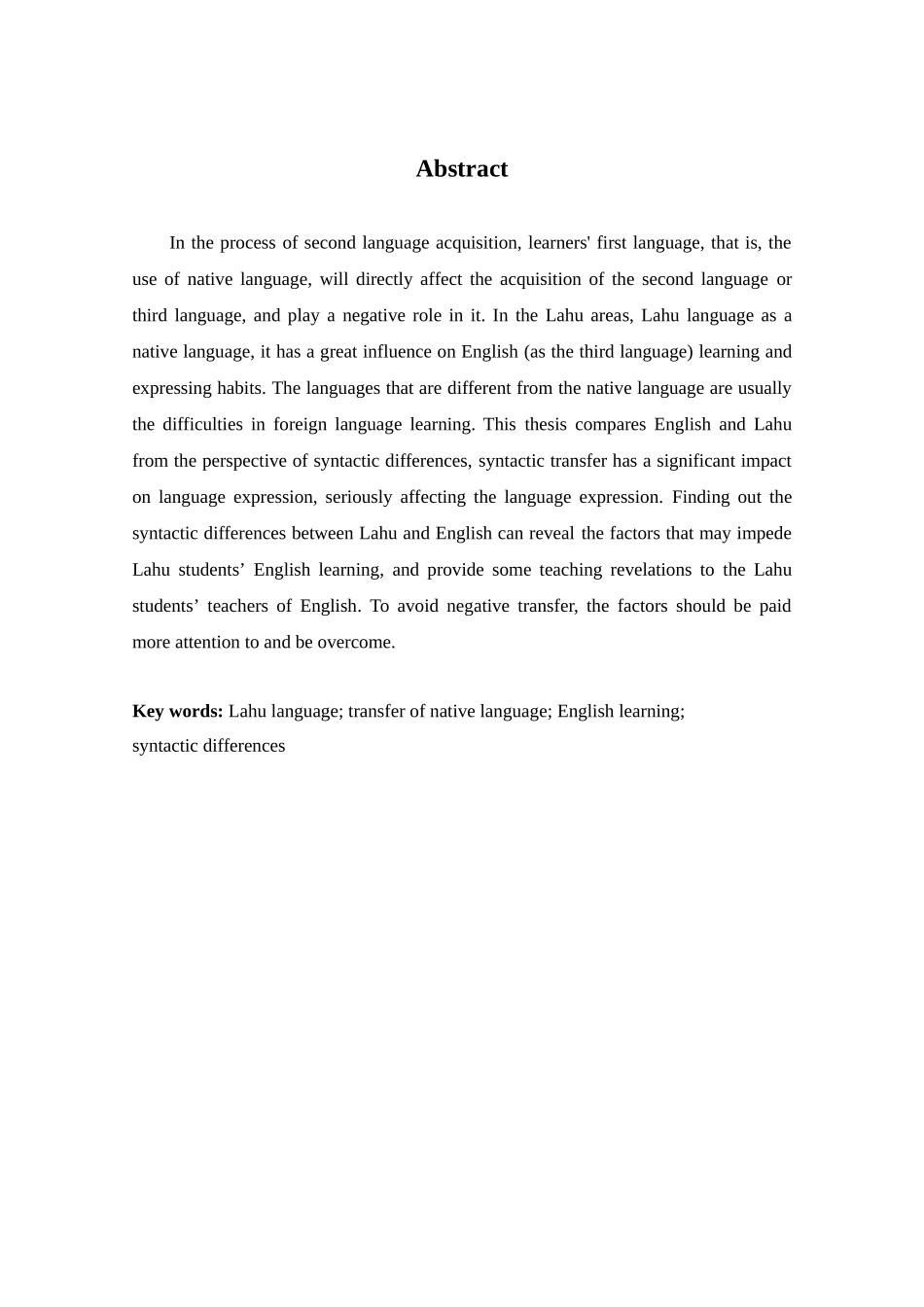 拉祜语和英语的句型差异对比分析研究 英语学专业_第3页