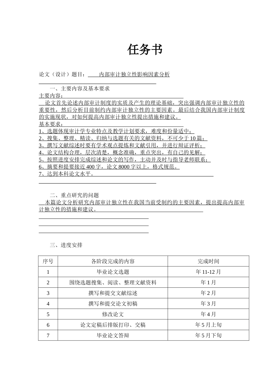 内部审计独立性影响因素分析研究  财务会计学专业_第1页