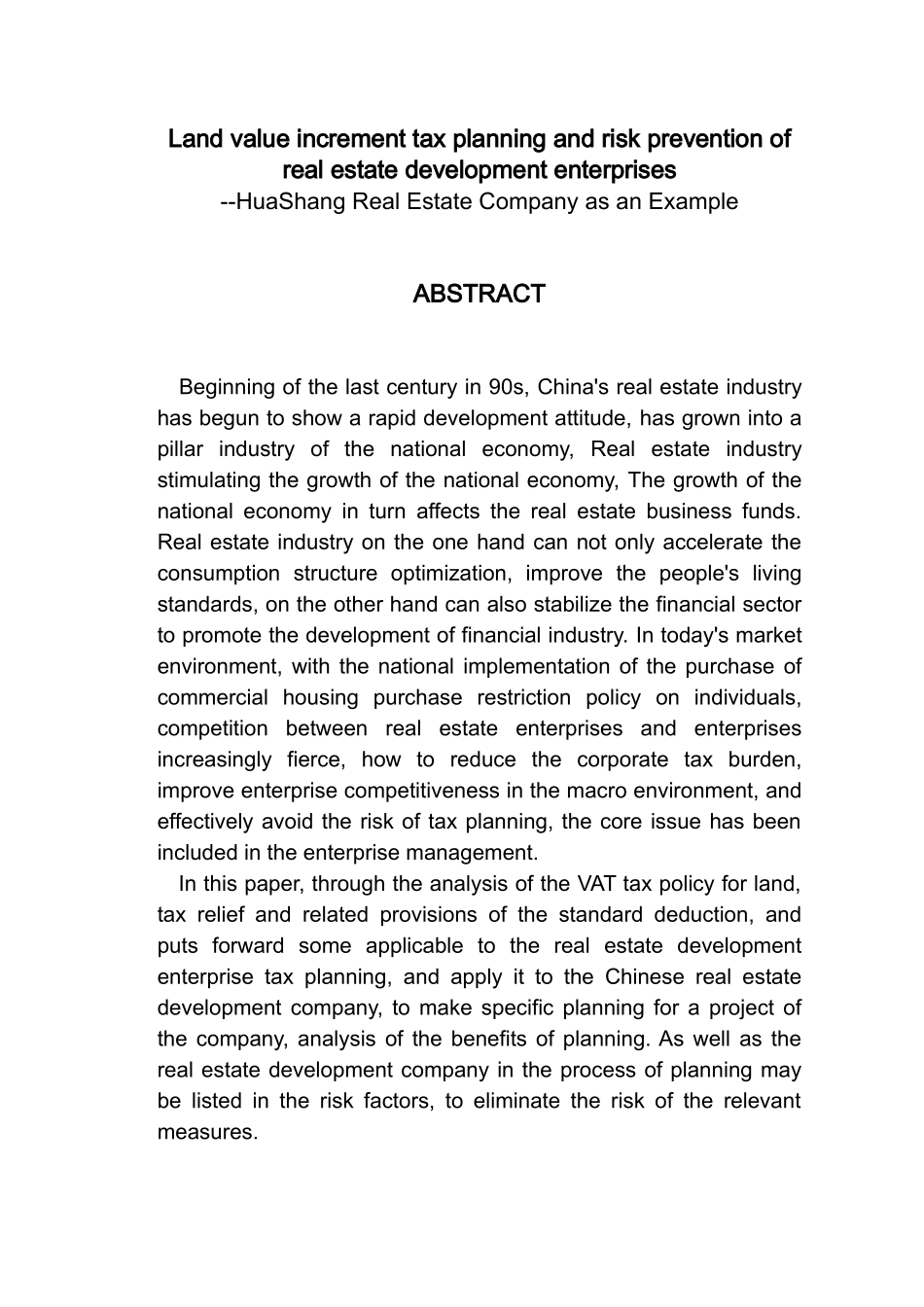 房地产开发企业土地增值税筹划及风险防范分析研究  税务管理专业_第2页