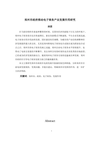 电子商务专业+郑州市政府推动电子商务产业发展作用研究
