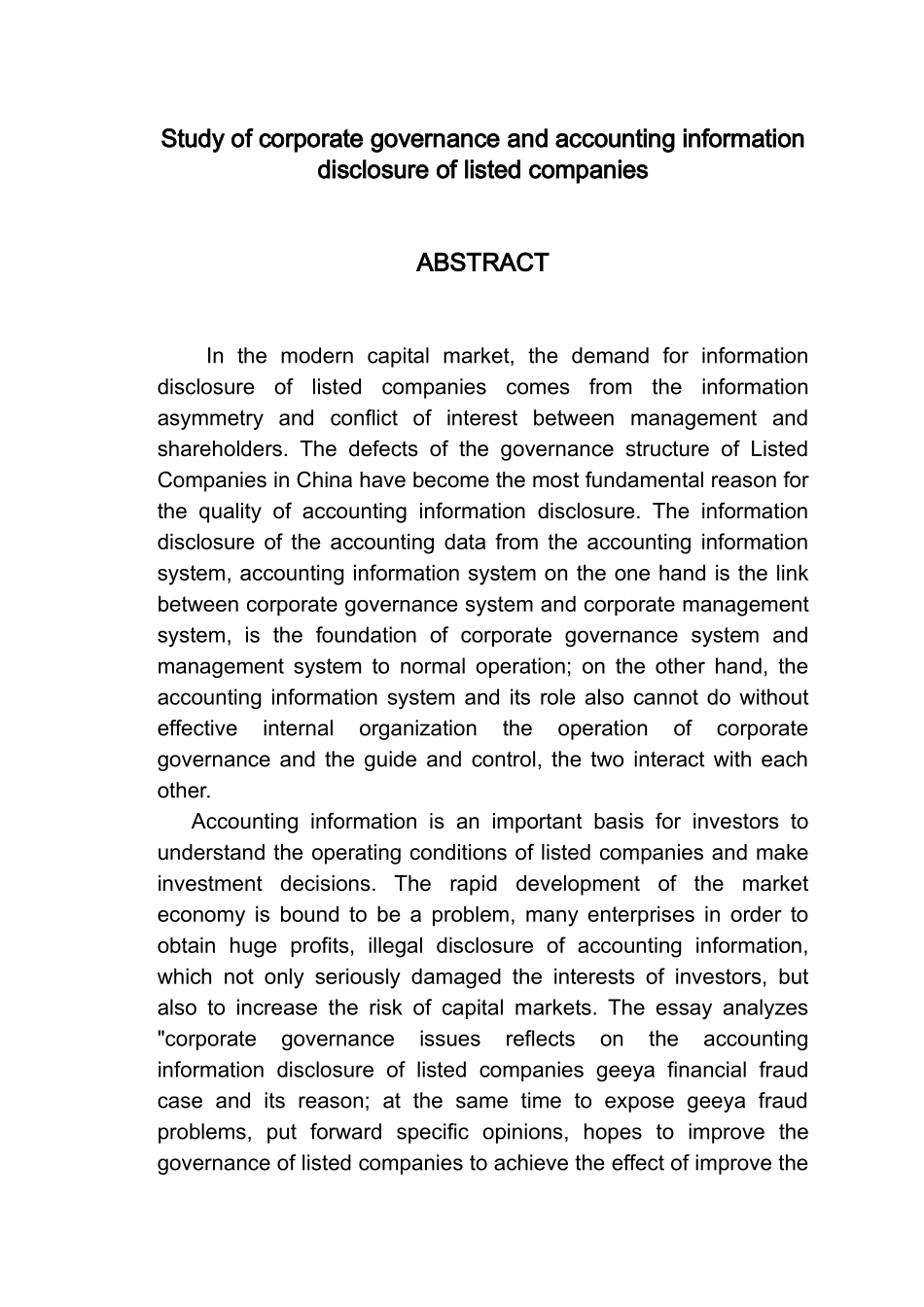 公司治理与上市公司会计信息披露研究分析  财务管理专业_第2页