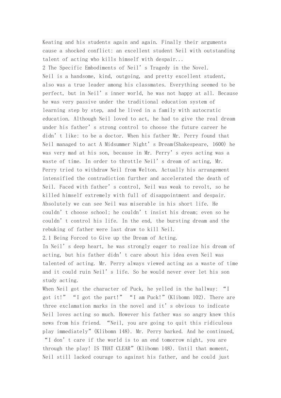 对小说《死亡诗社》中尼尔悲剧的原因分析_第3页