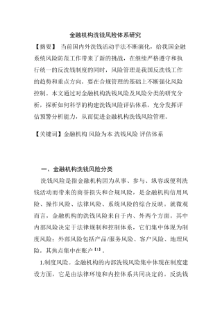 金融机构洗钱风险体系研究分析  财务管理专业