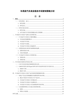车易家汽车美容服务市场营销策略分析版