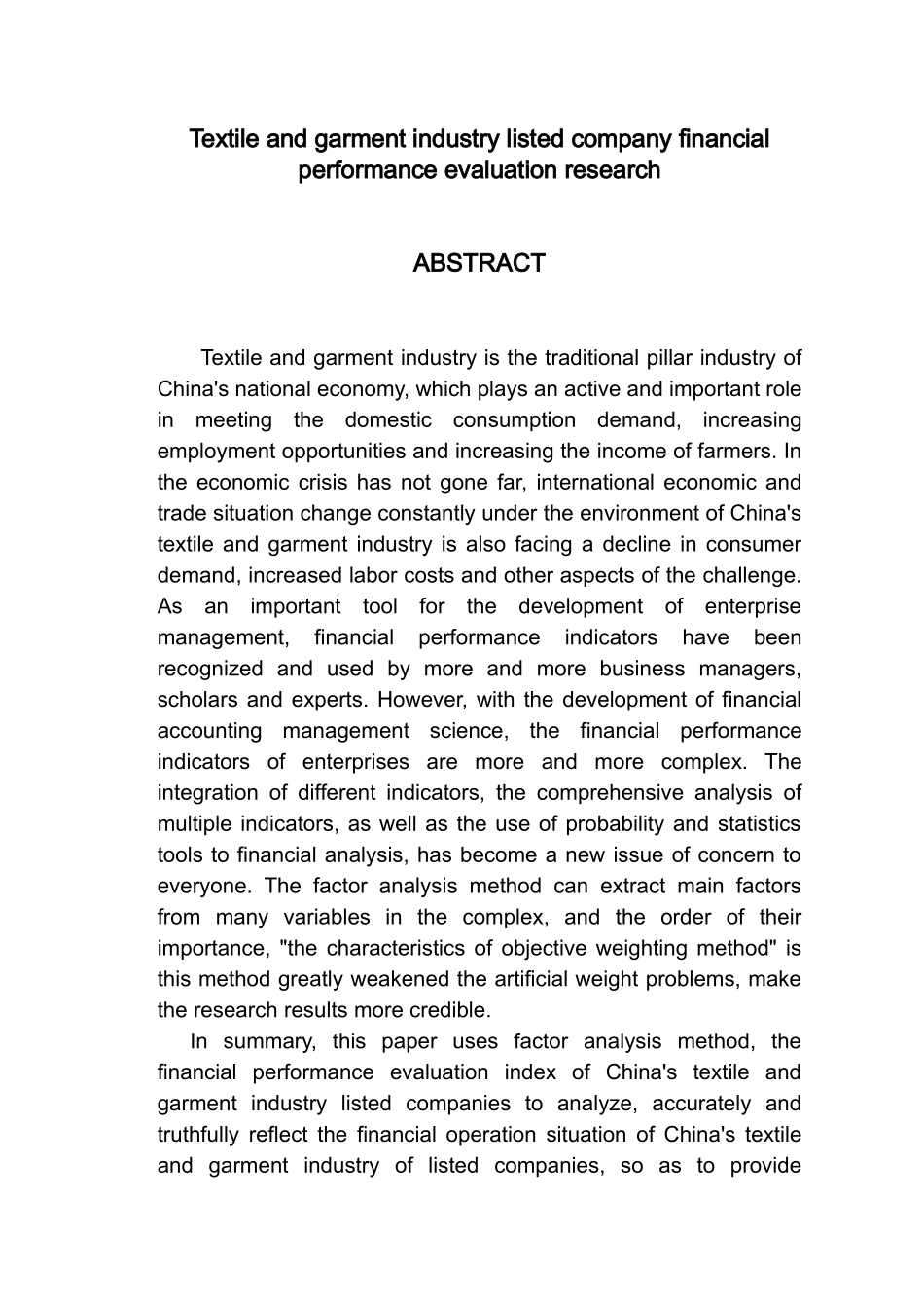 纺织服装行业上市公司财务绩效评价研究_第2页