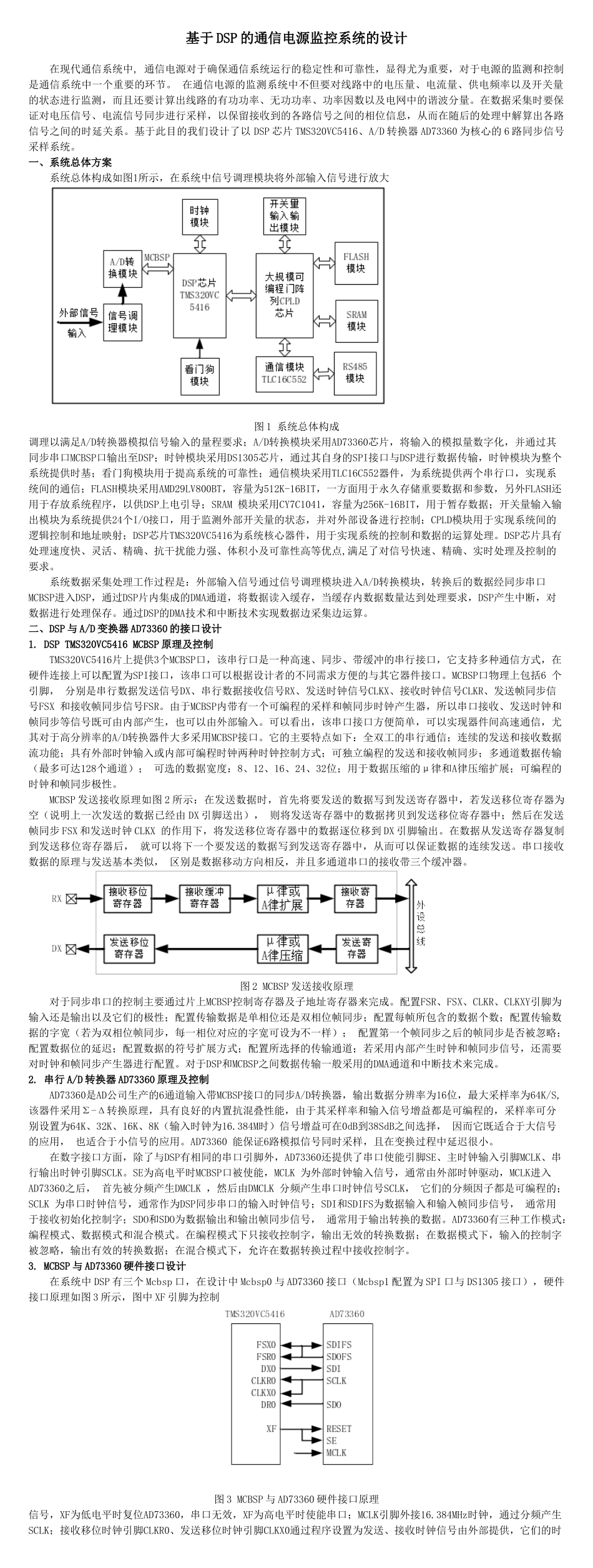基于DSP的通信电源监控系统的设计和实现  通信工程专业_第1页