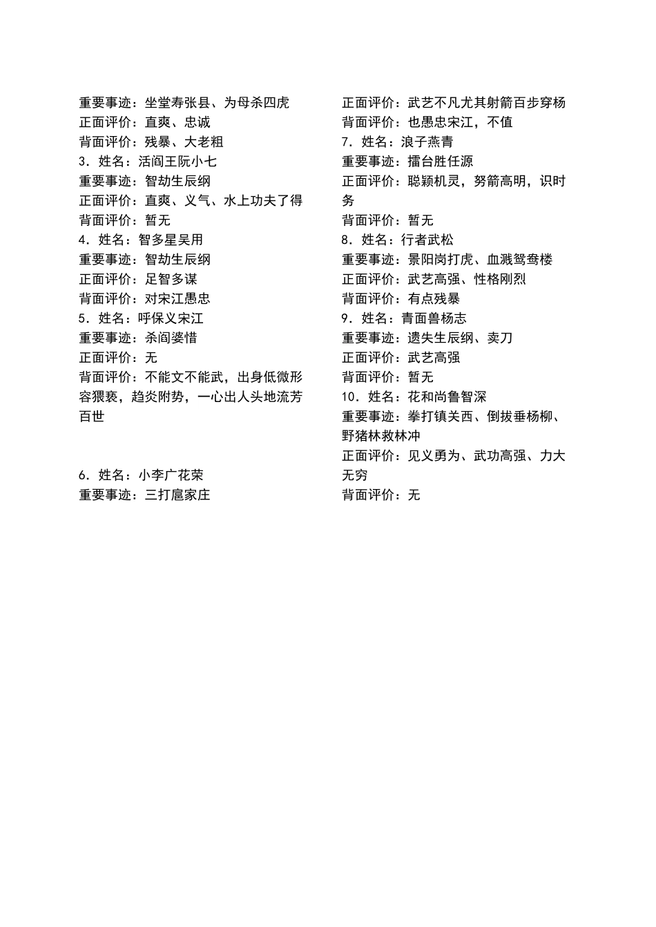 2024年《水浒传》知识点整理_第3页