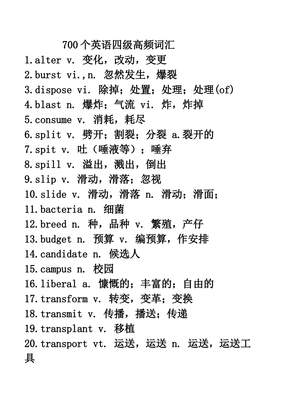 2024年690个英语四级高频词汇_第1页