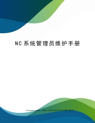 2024年NC系统管理员维护手册