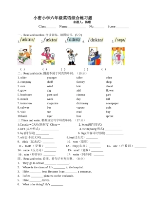 2024年PEP小学英语毕业考试复习题小升初