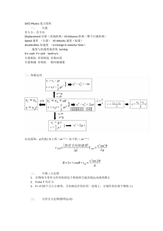 2024年SAT2-Physics-知识点整理