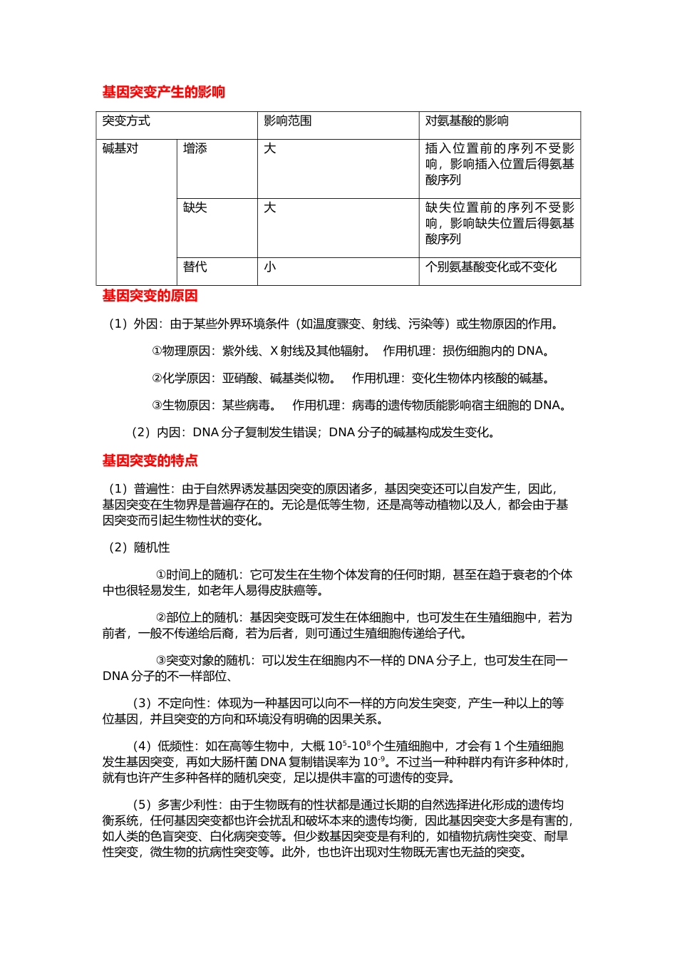 2024年必修二基因突变及其他变异知识点总结_第2页