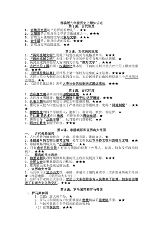 2024年部编版九年级历册知识点
