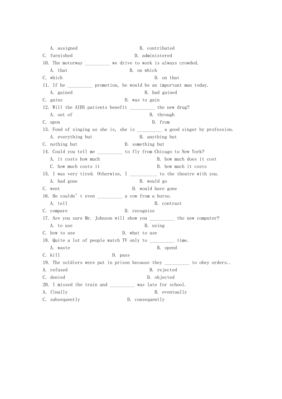 2024年成人学士学位英语考试试卷及答案_第2页