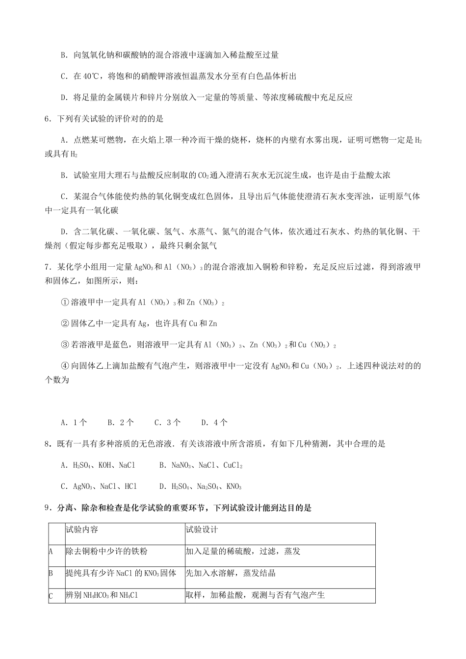 2024年初三化学自主招生试题_第2页