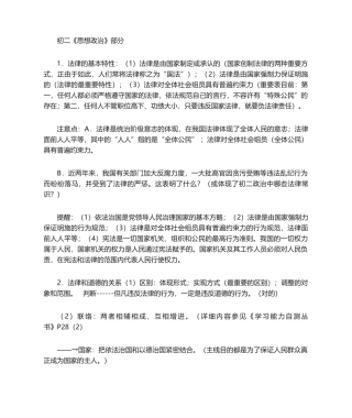 2024年初中政治知识点