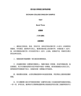 2024年大学英语三级考试试题