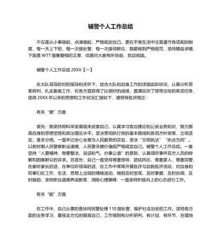 2024年辅警个人工作总结