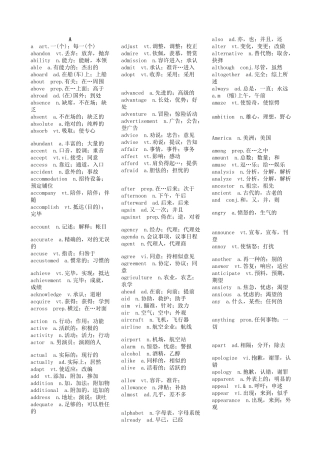 2024年高等学校英语应用能力A级必备词汇