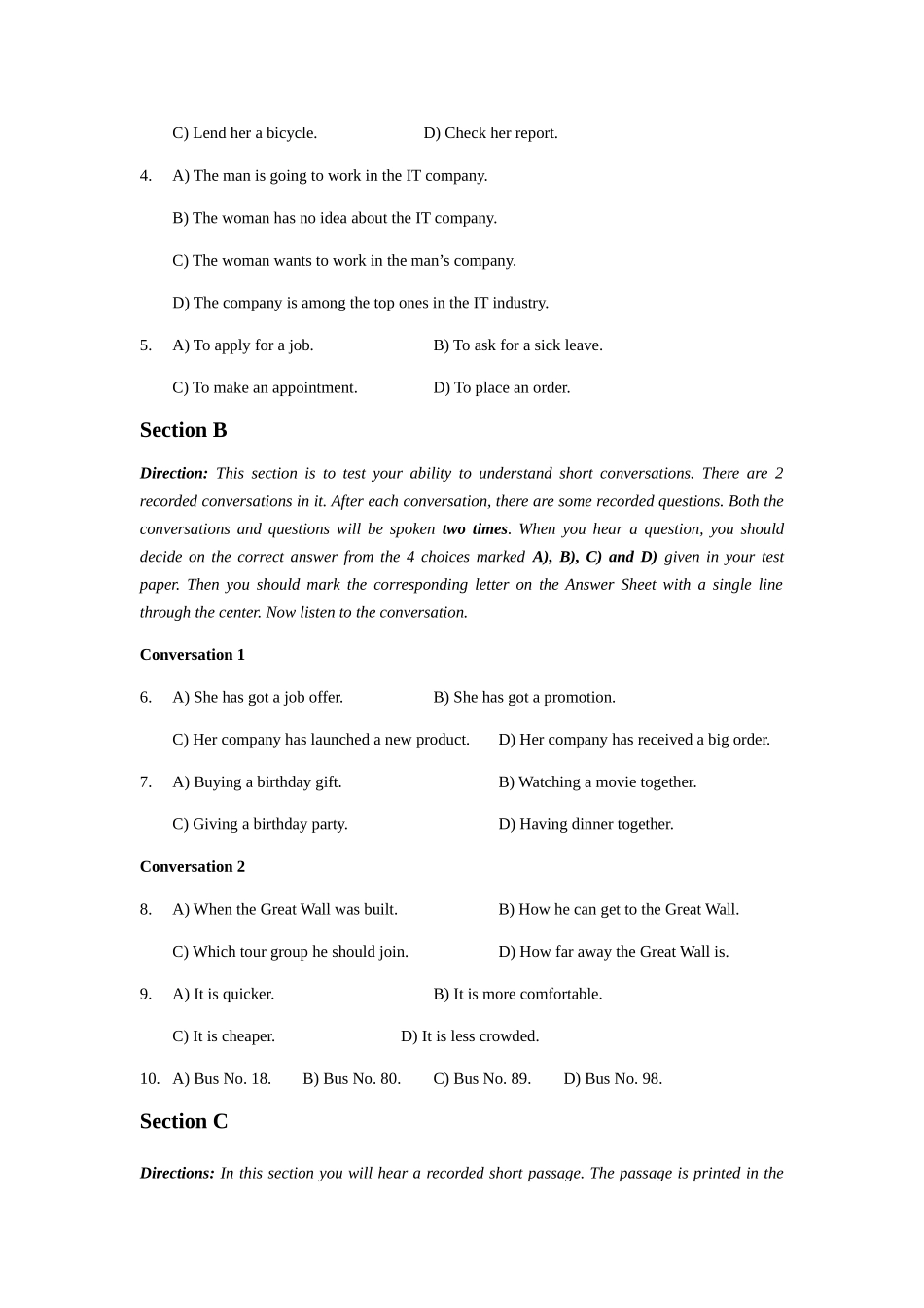 2024年高等学校英语应用能力考试A级6月真题_第2页