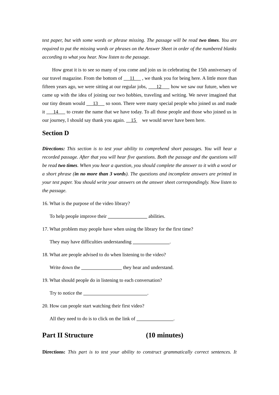 2024年高等学校英语应用能力考试A级6月真题_第3页