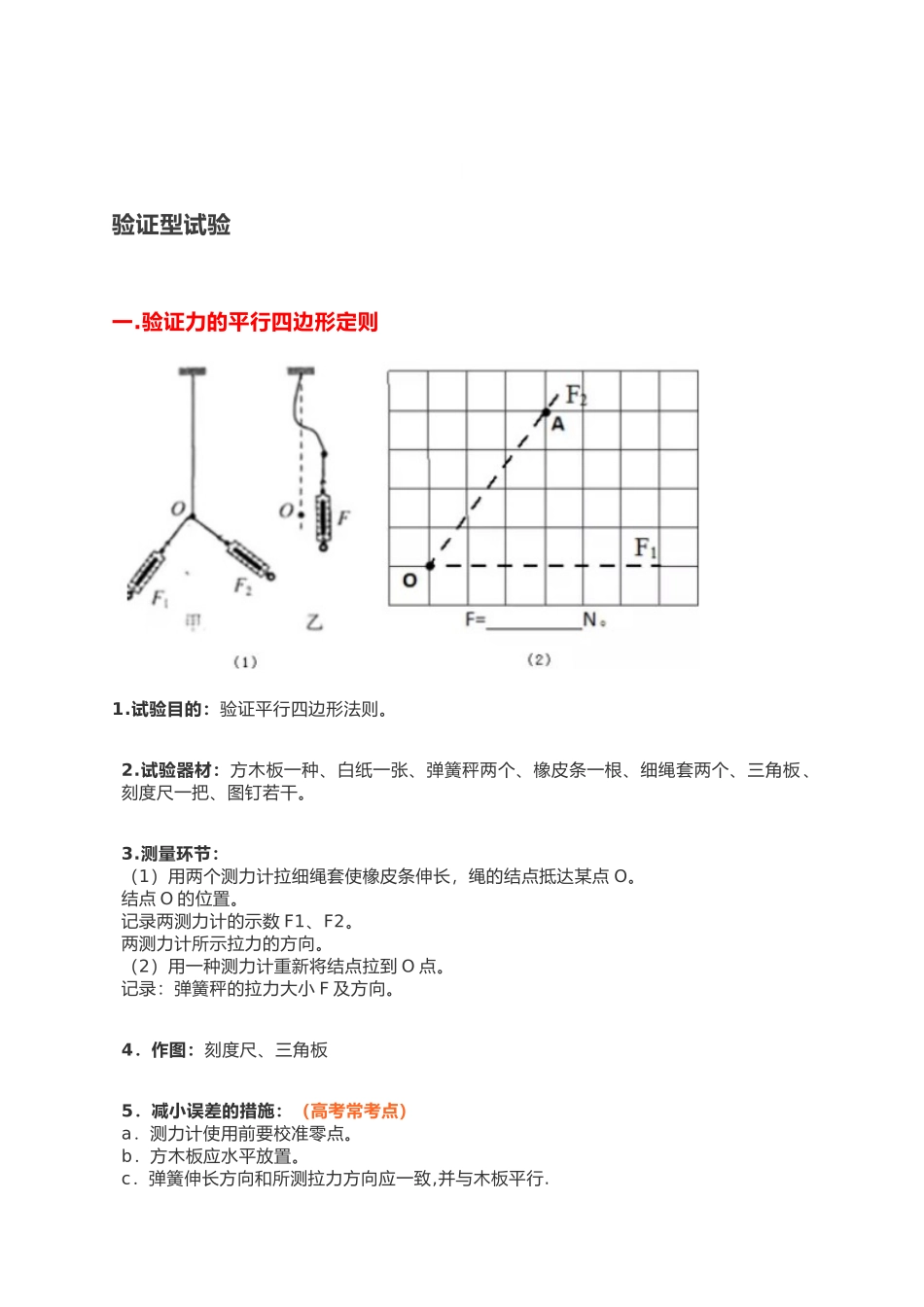2024年高中物理必考实验_第1页