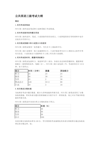 2024年公共英语三级考试大纲
