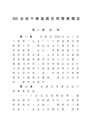 2024年公司干部选拔任用管理规定