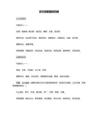 2024年古代诗歌题材归纳