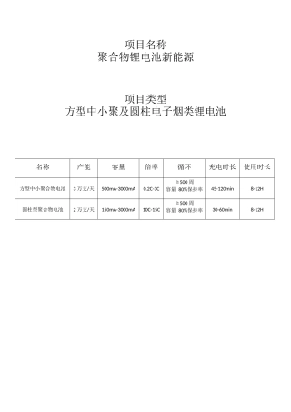 2024年锂电池项目投资项目书