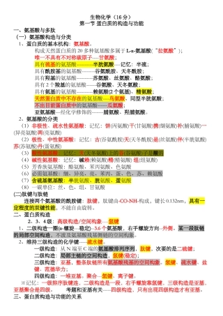 2024年临床执业医师考点生物化学