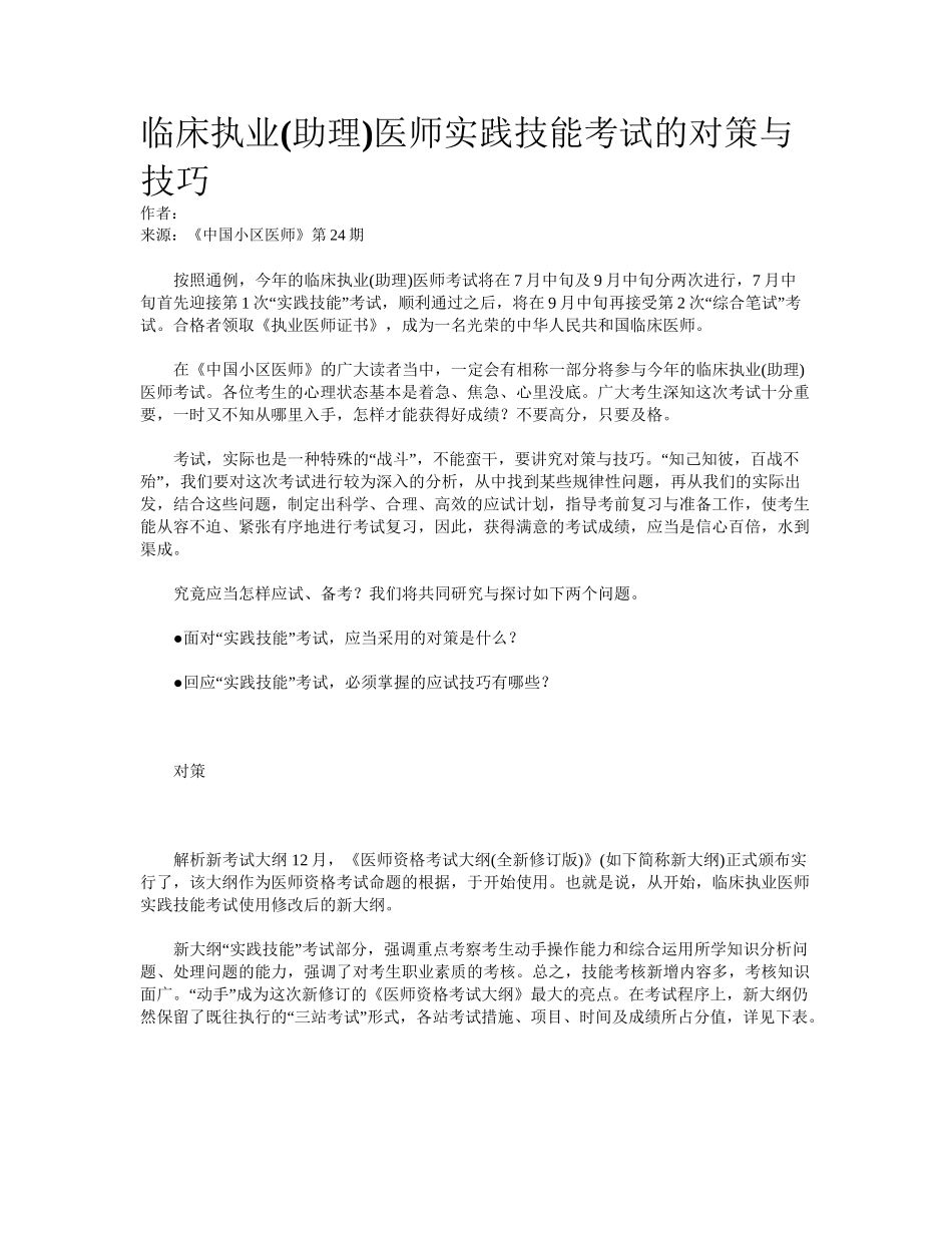 2024年临床执业助理医师实践技能考试的对策与技巧_第1页