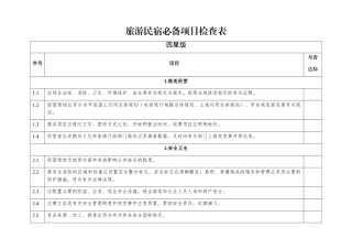 2024年旅游民宿必备项目检查表