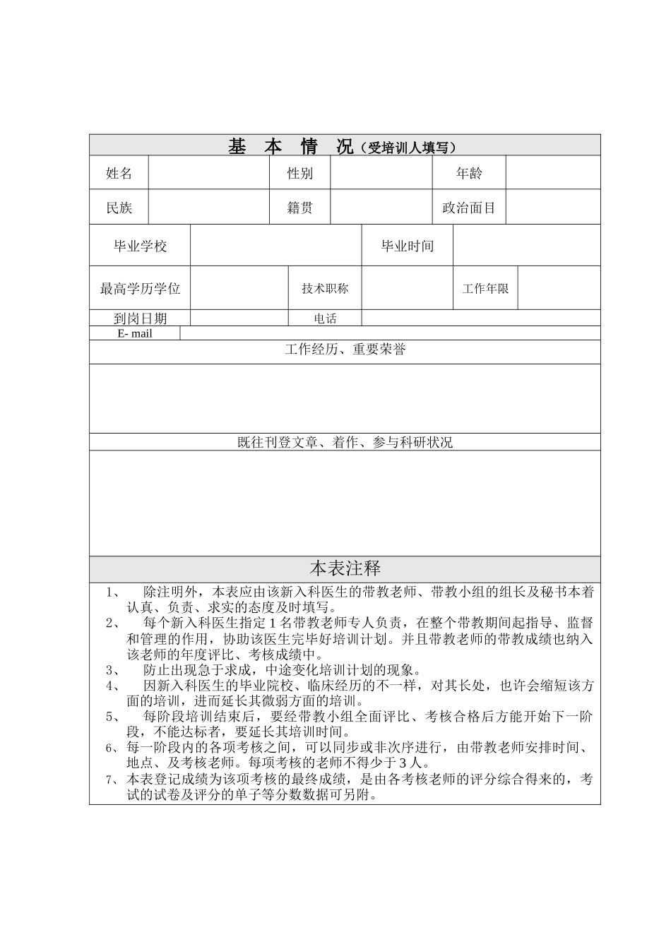 2024年麻醉科住院医师培训计划及表格_第2页