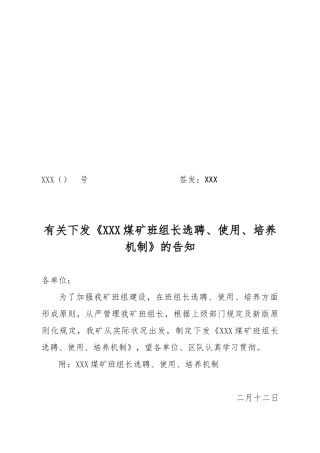 2024年煤矿班组长选聘使用培养文件