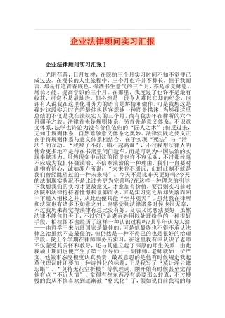 2024年企业法律顾问实习报告