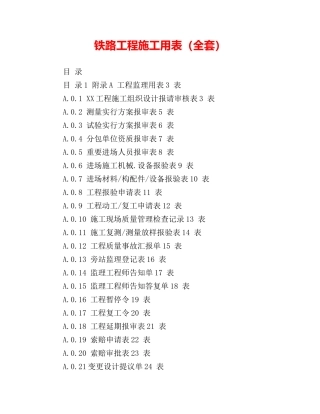 2024年铁路工程施工用表全套