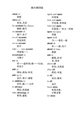 2024年同等学力申硕英语第六版大纲词组及核心词组