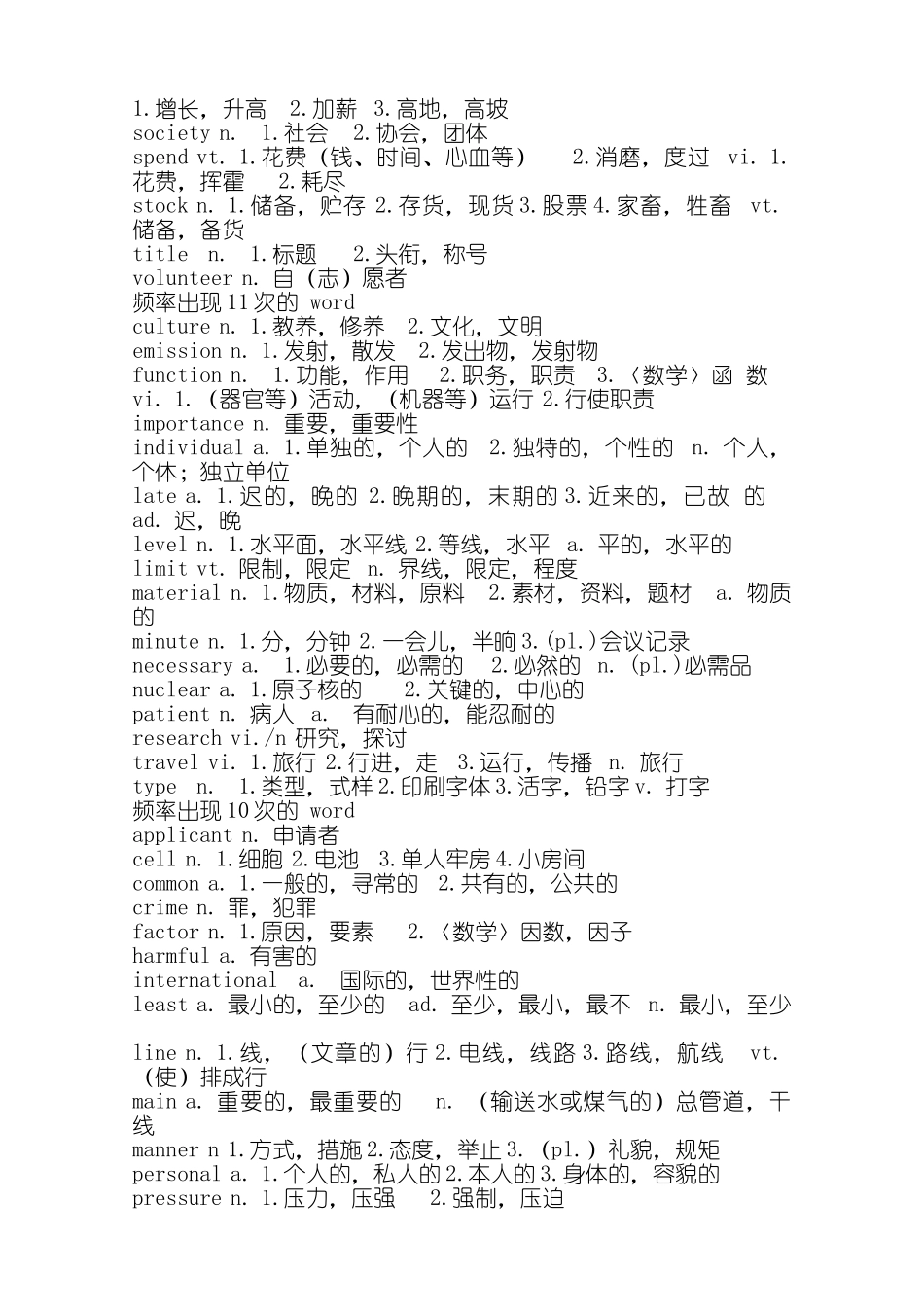 2024年同等学力英语高频词汇打印版_第3页