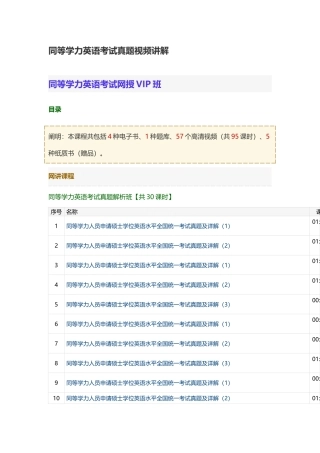 2024年同等学力英语考试真题视频讲解