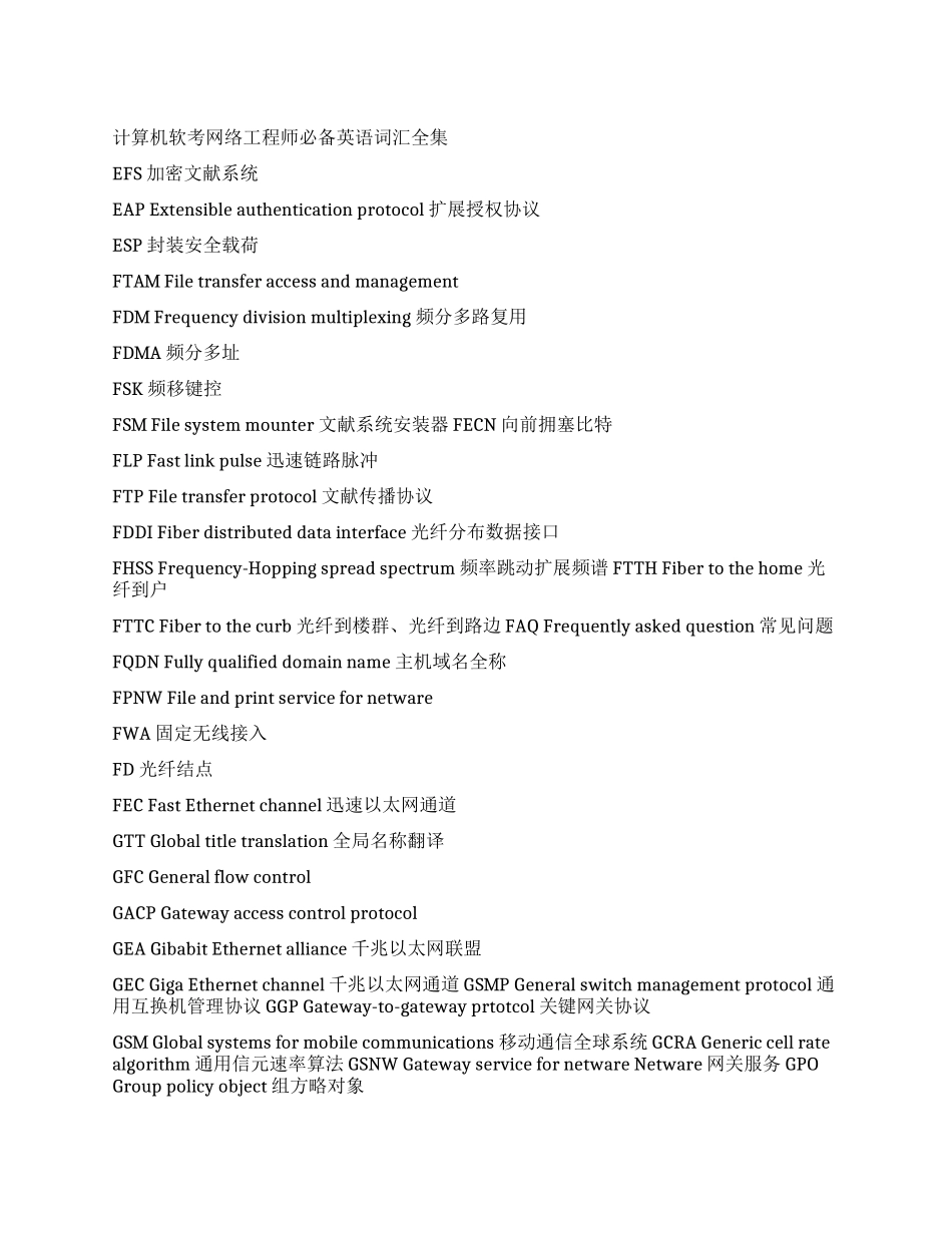 2024年网络工程师必备英语单词_第1页